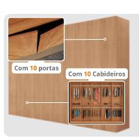 Roupeiro Casal Everest Em Mdf 10 Portas E 10 Cabideiros Naturalle Sem Gavetas