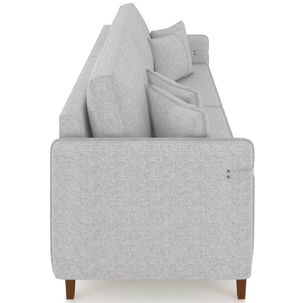 Sofá 3 Lugares Living 232cm Pé Madeira Zoe Linho Cinza Claro Z08 - Mpozenato - 7