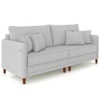 Sofá 3 Lugares Living 232cm Pé Madeira Zoe Linho Cinza Claro Z08 - Mpozenato - 2