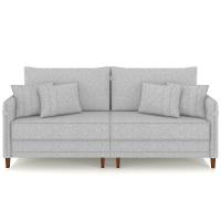 Sofá 3 Lugares Living 232cm Pé Madeira Zoe Linho Cinza Claro Z08 - Mpozenato - 5