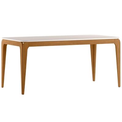 Mesa De Jantar Para 6 Lugares 1,80m Tampo Mdf Com Vidro Aurea Ypê/off White - New Ceval