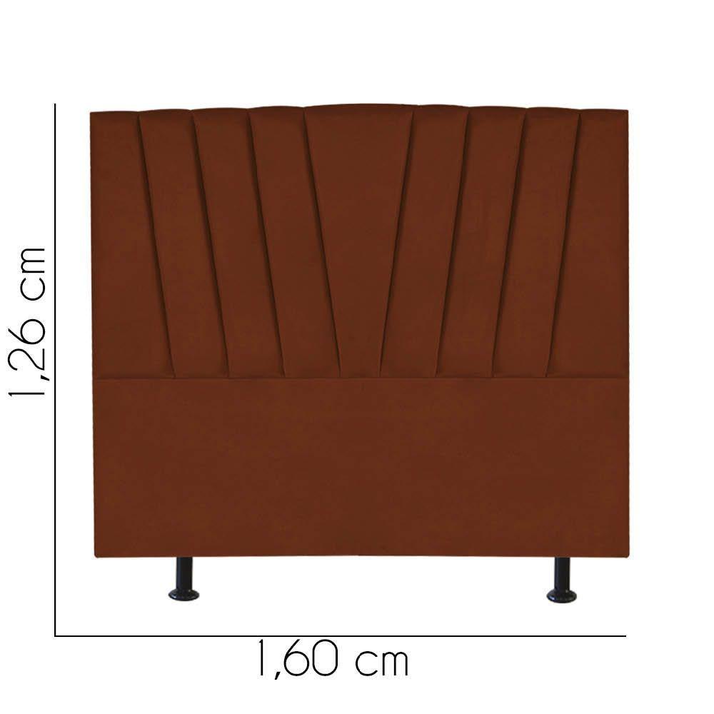 Cabeceira Estofada Bélgica 160cm Queen Size Para Cama Colchão Box Quarto Suede Terracota Telha - Aurora Line - 3