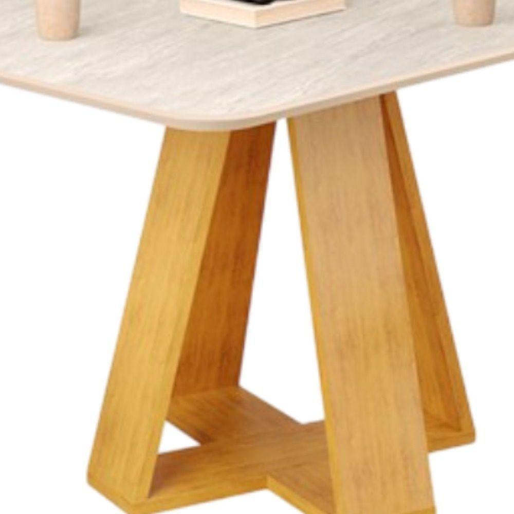 Mesa De Jantar Tampo Retangular Chanfrado Curvo Mad/vid 120 X 90cm Kiara Cedro Quartzo- Mabe Magazine - 3