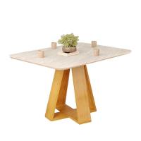 Mesa De Jantar Tampo Retangular Chanfrado Curvo Mad/vid 120 X 90cm Kiara Cedro Quartzo- Mabe Magazine - 2