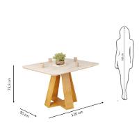 Mesa De Jantar Tampo Retangular Chanfrado Curvo Mad/vid 120 X 90cm Kiara Cedro Quartzo- Mabe Magazine - 5