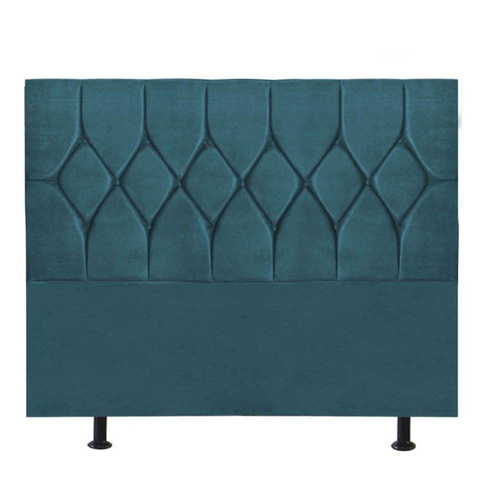 Cabeceira Estofada Cama Box Casal 140cm Istambul Suede Azul Turquesa- Mabe Magazine - 2