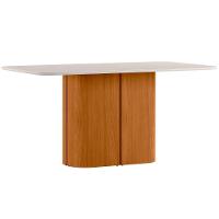 Mesa De Jantar Para 8 Lugares 180cm Tampo Mdf Com Vidro Serena Ypê/off White - New Ceval - 1