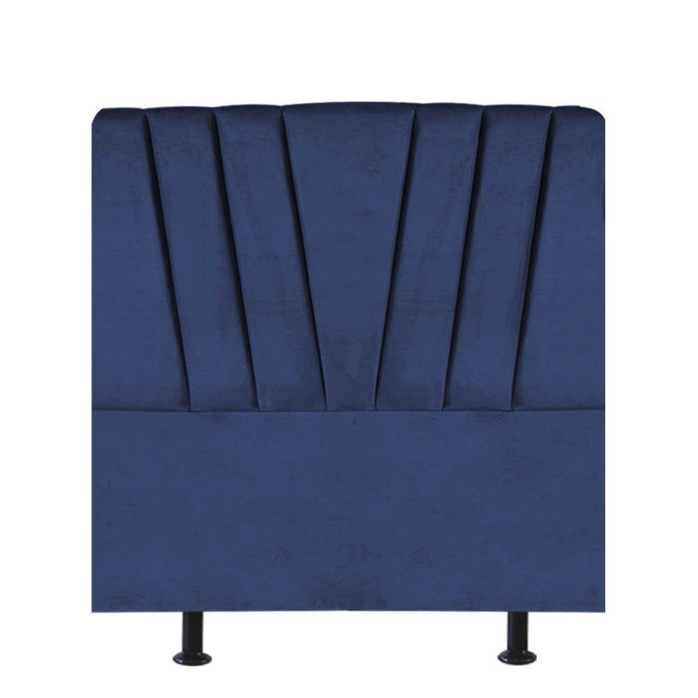 Cabeceira Estofada Bélgica 90cm Solteiro Para Cama Colchão Box Quarto Suede Azul Marinho - Aurora Line - 1
