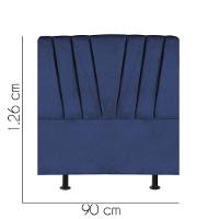 Cabeceira Estofada Bélgica 90cm Solteiro Para Cama Colchão Box Quarto Suede Azul Marinho - Aurora Line - 2