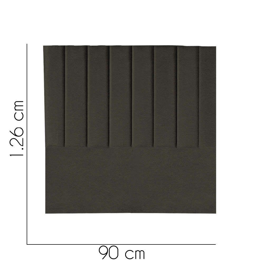 Cabeceira Carla Pé Plástico 90cm Solteiro Para Cama Colchão Box Quarto Linho Marrom - Aurora Line - 3