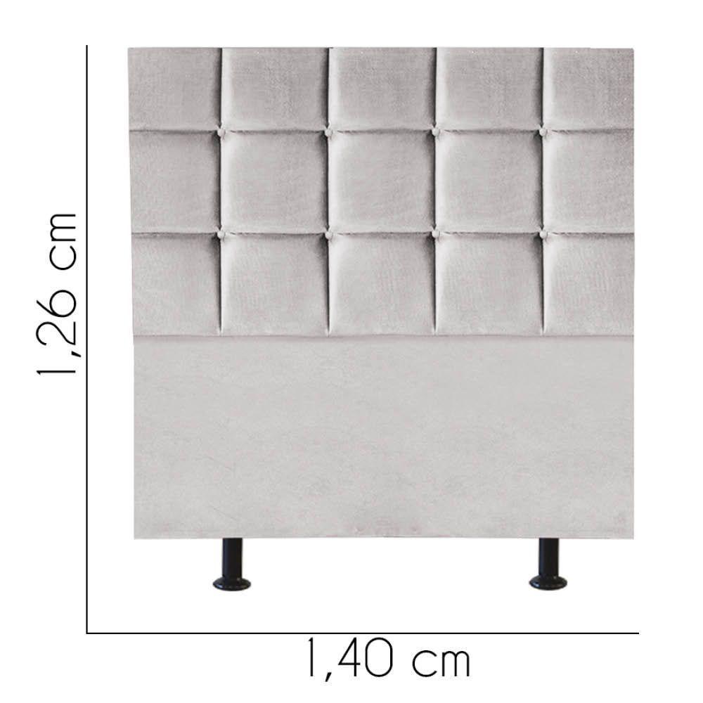 Cabeceira Estofada Cama Box Casal 140cm Espanha Suede Cinza Claro- Mabe Magazine - 2