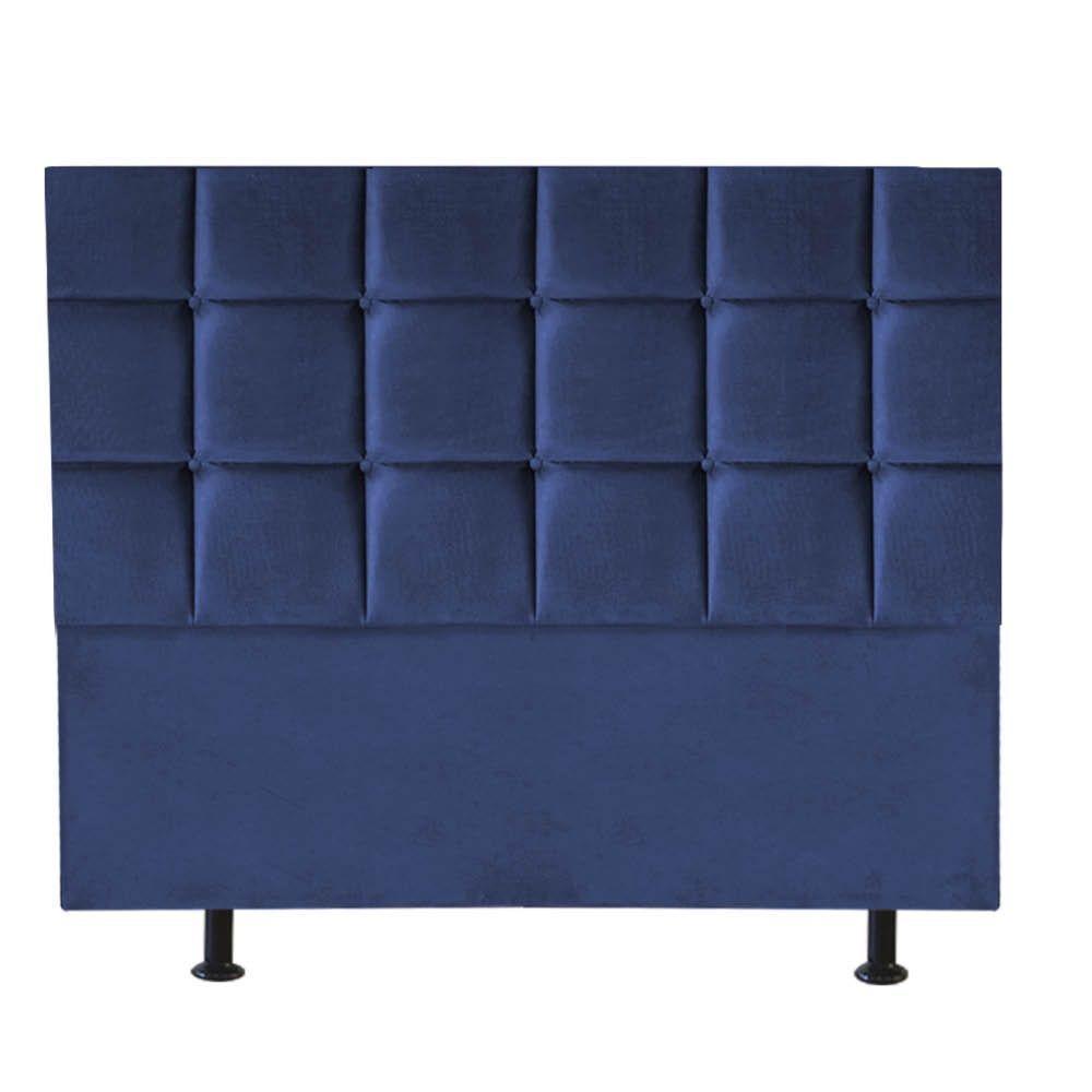 Cabeceira Estofada Cama Box Casal 140cm Espanha Suede Azul- Mabe Magazine - 1