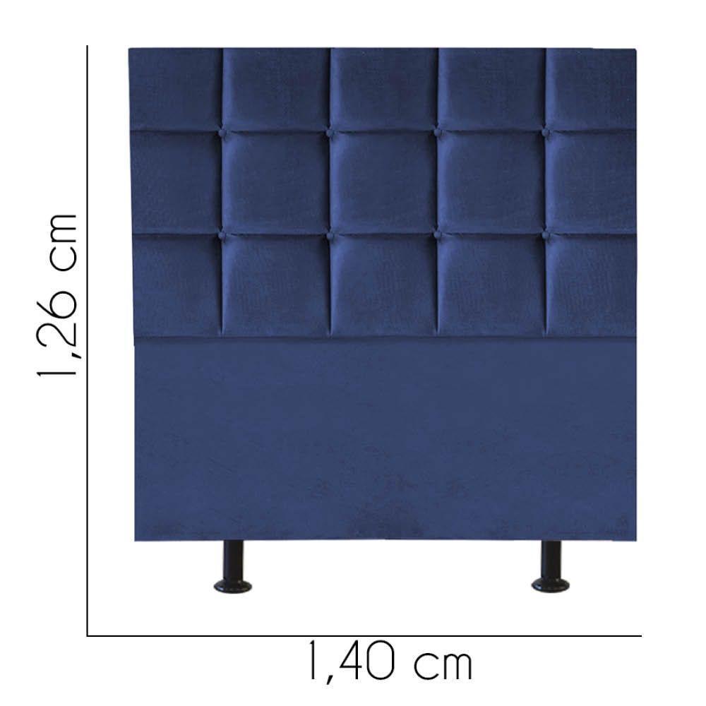 Cabeceira Estofada Cama Box Casal 140cm Espanha Suede Azul- Mabe Magazine - 2