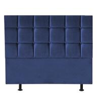 Cabeceira Estofada Cama Box Casal 140cm Espanha Suede Azul- Mabe Magazine - 1