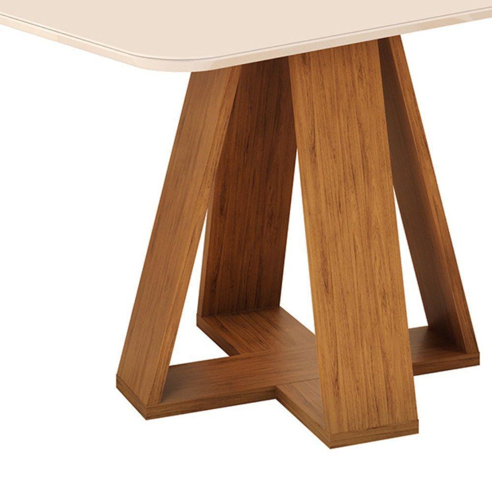 Mesa De Jantar Tampo Retangular Chanfrado Curvo Mad/vid 120 X 90cm Kiara Freijó Off White- Mabe Magazine - 3