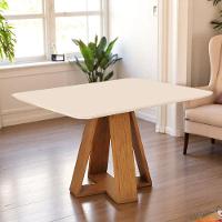 Mesa De Jantar Tampo Retangular Chanfrado Curvo Mad/vid 120 X 90cm Kiara Freijó Off White- Mabe Magazine - 1