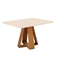 Mesa De Jantar Tampo Retangular Chanfrado Curvo Mad/vid 120 X 90cm Kiara Freijó Off White- Mabe Magazine - 2