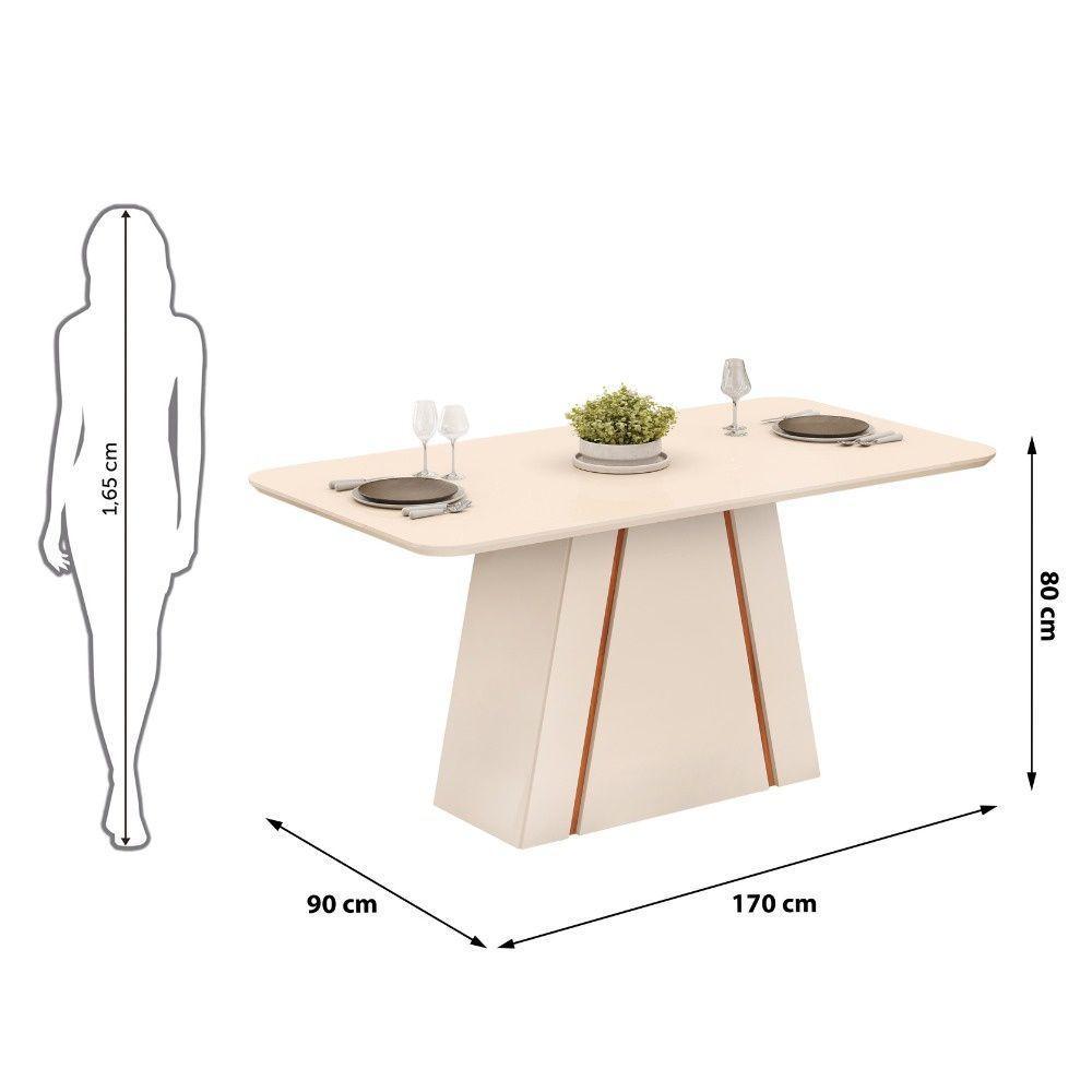 Mesa De Jantar Retangular Tampo Chanfrado 170x90cm Gabi Off White Freijó- Mabe Magazine - 6