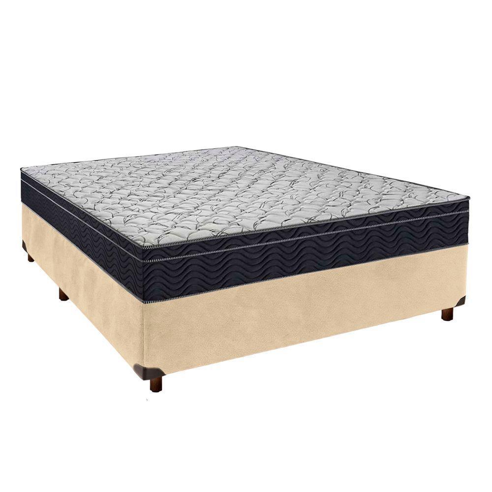 Cama Box Preto + Colchão Casal Airtech 150 Ortobom - 1