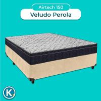 Cama Box Preto + Colchão Casal Airtech 150 Ortobom