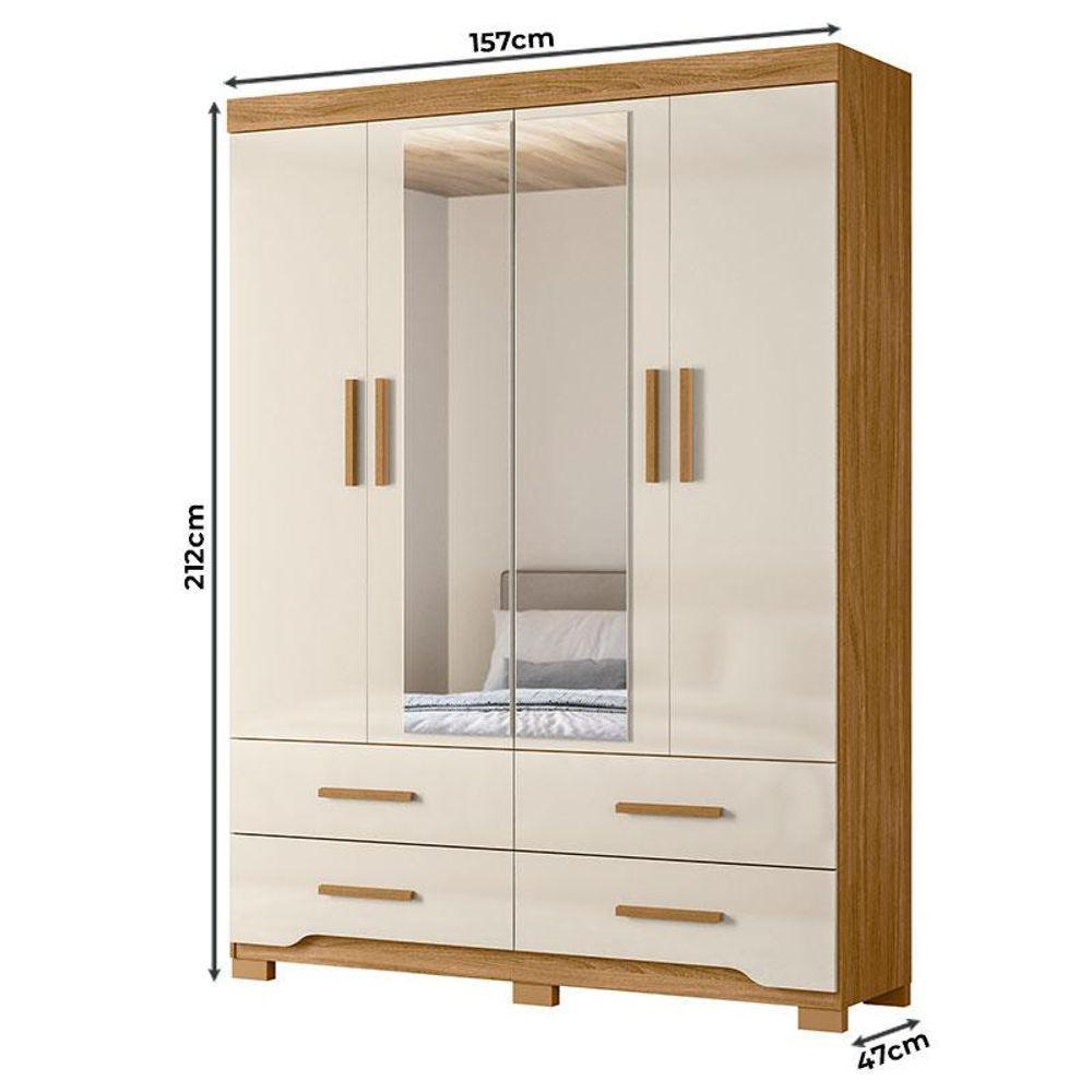 Guarda Roupa Solteiro Miami E Cômoda Georgia Freijó Off White - Moval - 4