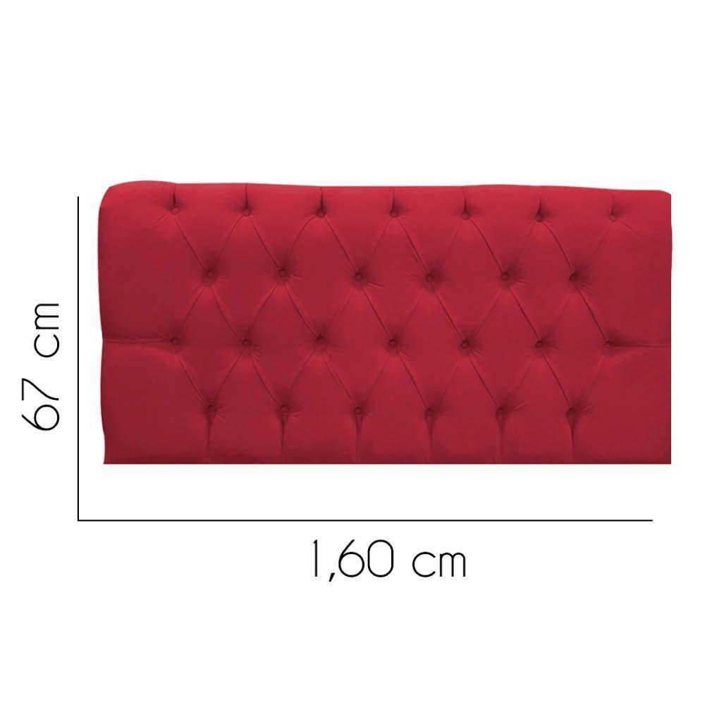 Painel Cabeceira Estofada Paris 160cm Cama Box Queen Suede Vermelho- Mabe Magazine - 2