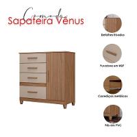 Guarda Roupa Solteiro Miami E Cômoda Vênus Com Pés Carvalho Fendi - Moval - 6