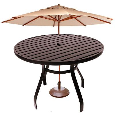 Mesa Aluminio Redonda 1,20m Sevilha área Piscina Jardim Cozinha + Guarda Sol Marrom