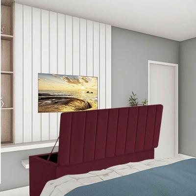 Calçadeira Baú Recamier Estofada Cama De Casal 140cm Carla Suede Bordo- Mabe Magazine