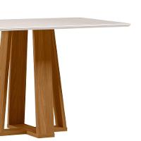 Mesa De Jantar Para 4 Lugares 1,20m Tampo Mdf Com Vidro Rubi Ypê/off White - New Ceval - 2