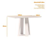 Mesa De Jantar Para 4 Lugares 1,20m Tampo Mdf Com Vidro Rubi Ypê/off White - New Ceval - 3