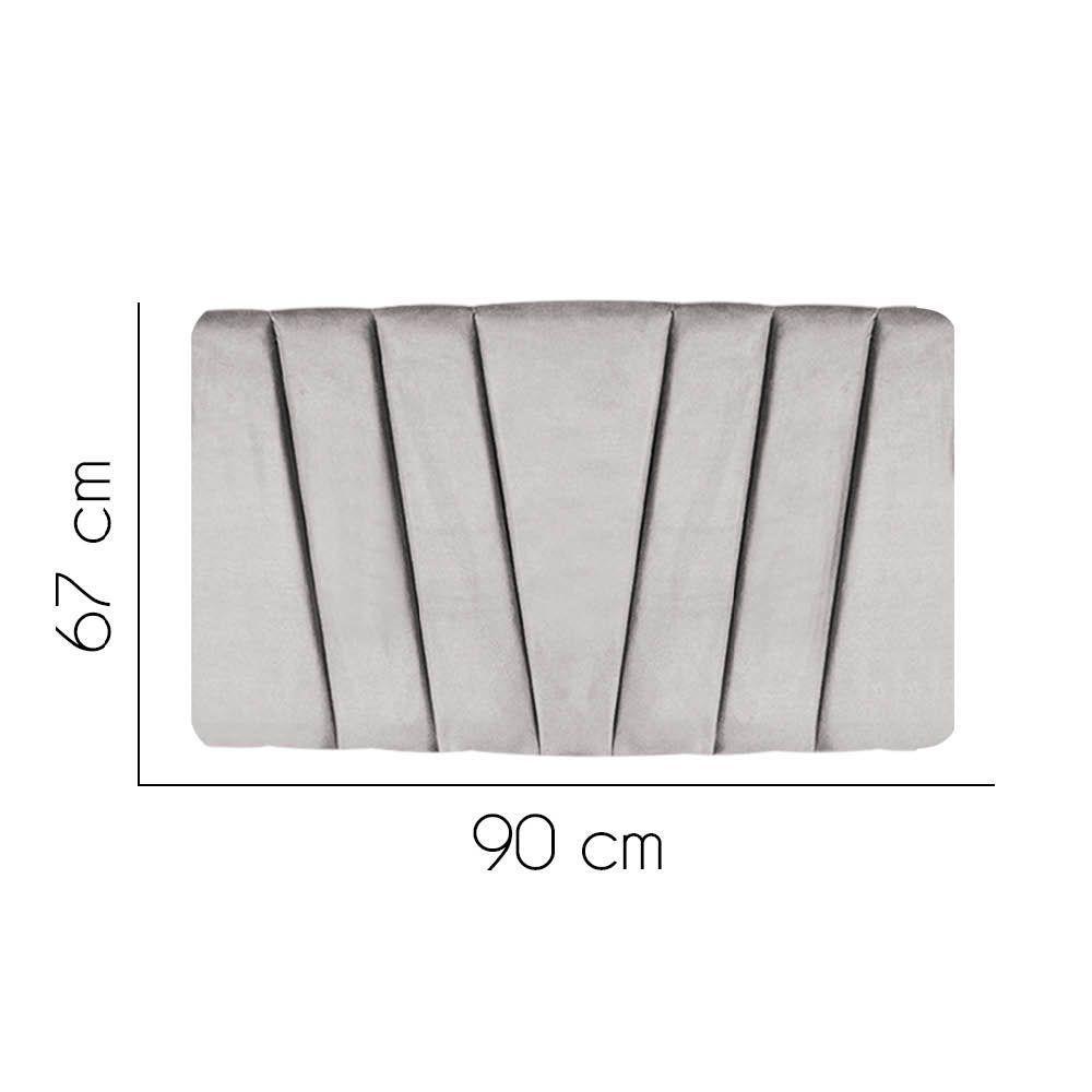 Painel Cabeceira Estofada Bélgica 90cm Cama Box Solteiro Suede Cinza Claro- Mabe Magazine - 2