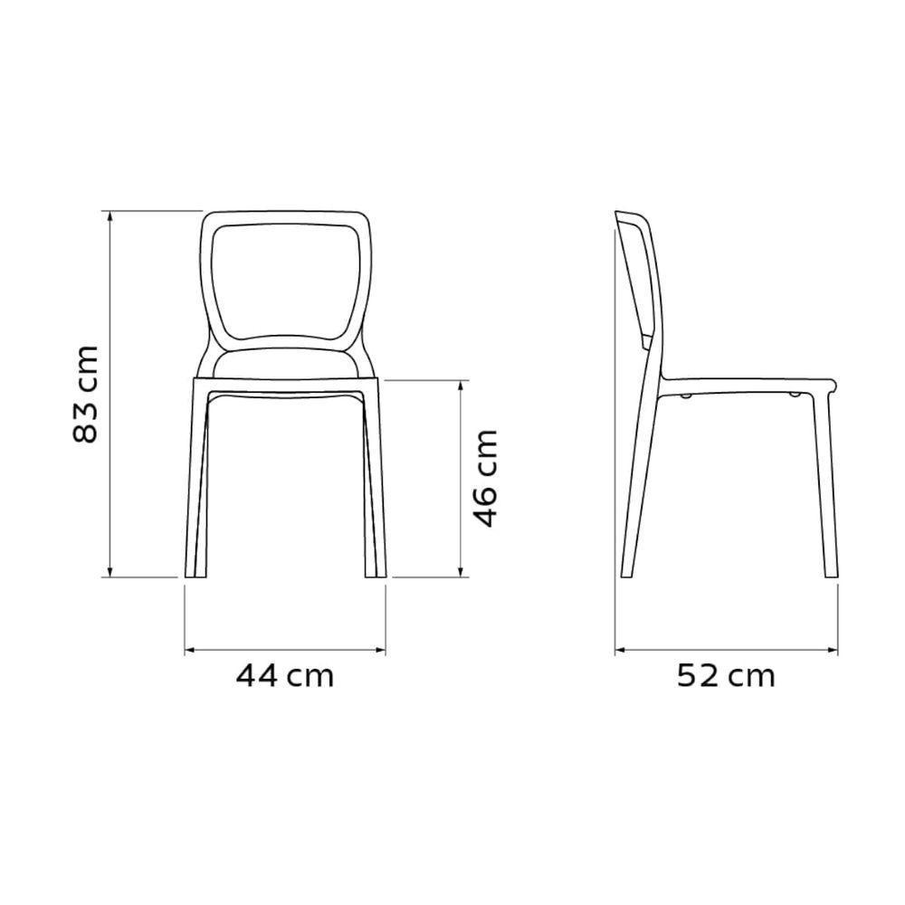 Kit 4 Cadeiras Tramontina Sofia Preta E Mesa De Madeira 80cm Natural - 6