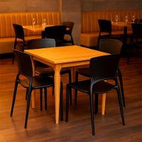 Kit 4 Cadeiras Tramontina Sofia Preta E Mesa De Madeira 80cm Natural - 5