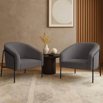 Poltrona Sala Industrial Alta Preto Kit 2 Stella Bouclê Grafite D03 - D'rossi