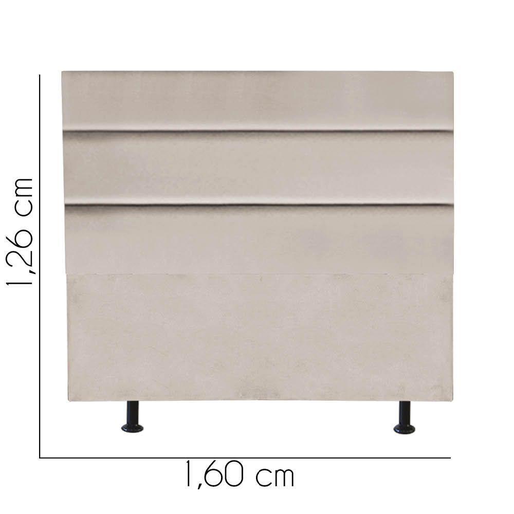 Cabeceira Estofada Argentina 160cm Queen Size Para Cama Colchão Box Quarto Suede Bege - Aurora Line - 3