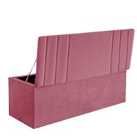 Calçadeira Baú Recamier Estofada Cama Queen 160cm Grécia Suede Rosa Bebe- Mabe Magazine - 3