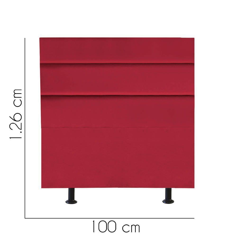 Cabeceira Estofada Argentina 100cm Solteiro Para Cama Colchão Box Quarto Suede Vermelho - Aurora Line - 2