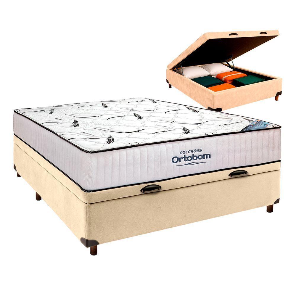 Cama Box Azul + Colchão Casal High Foam Ortobom - 1