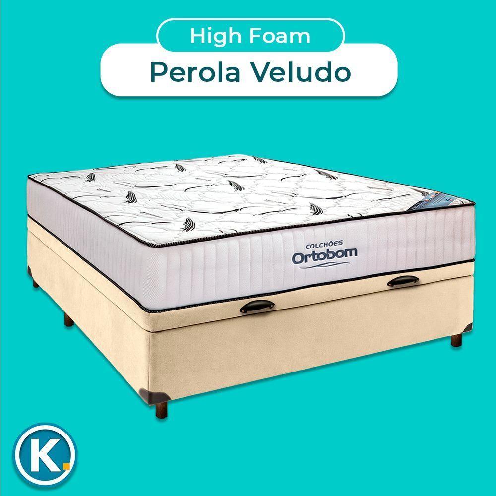 Cama Box Azul + Colchão Casal High Foam Ortobom - 4