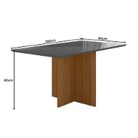 Conjunto Sala De Jantar Mesa Retangular 160cm Com Vidro Helo E 6 Cadeiras Linea Carvalho/grafite/preto - Poliman - 5