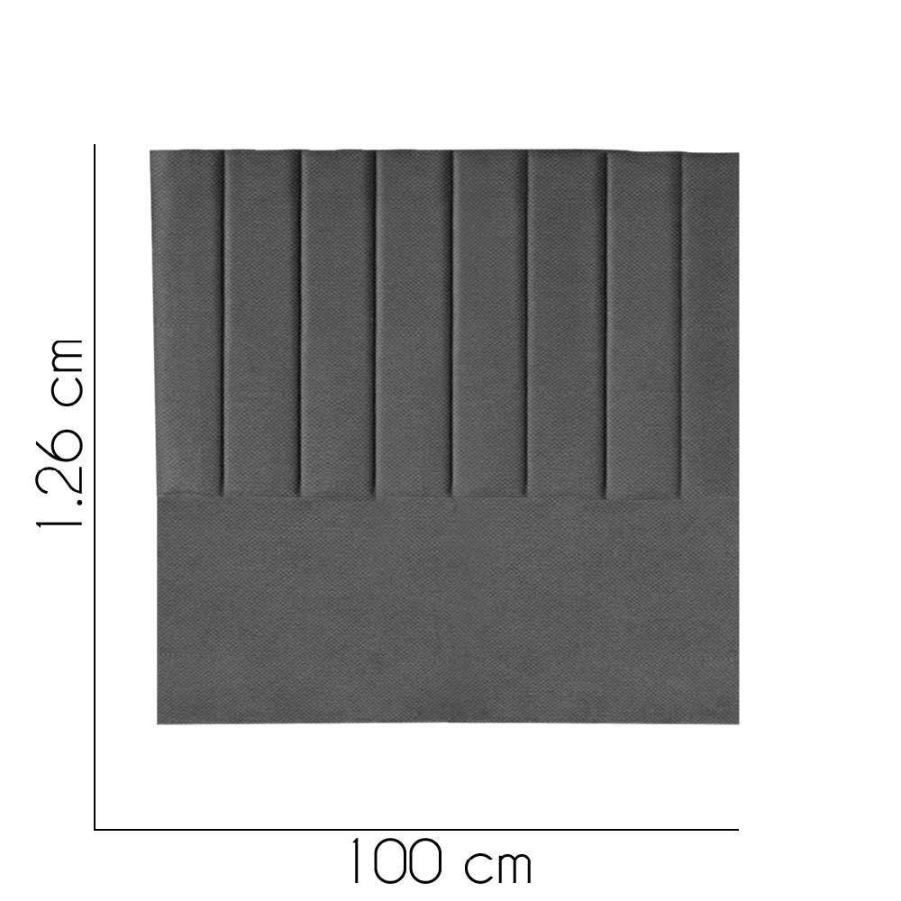 Cabeceira Carla Pé Plástico 100cm Solteiro Para Cama Colchão Box Quarto Linho Cinza - Aurora Line - 3