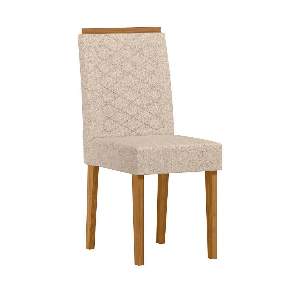 Conjunto Sala De Jantar Mesa 1,60m Com 6 Cadeiras Aurea Ypê/off White/al10 - New Ceval  - 4