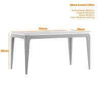 Conjunto Sala De Jantar Mesa 1,60m Com 6 Cadeiras Aurea Ypê/off White/al10 - New Ceval  - 5