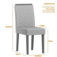 Conjunto Sala De Jantar Mesa 1,60m Com 6 Cadeiras Aurea Ypê/off White/al10 - New Ceval  - 6