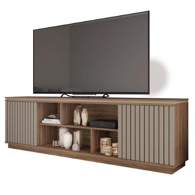Rack Para Sala Bancada De Tv 75 Pol 180cm Simetria Nogueira/fendi - Caemmun