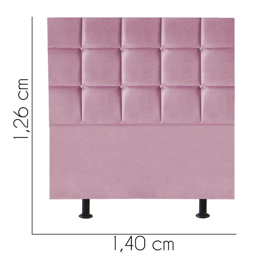 Cabeceira Estofada Cama Box Casal 140cm Espanha Suede Rosa Bebe- Mabe Magazine - 2