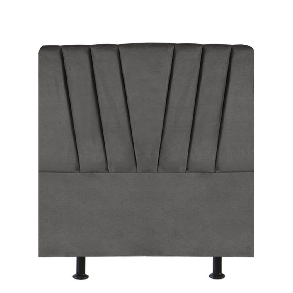 Cabeceira Estofada Bélgica 90cm Solteiro Para Cama Colchão Box Quarto Suede Cinza Escuro Grafite - Aurora Line - 1