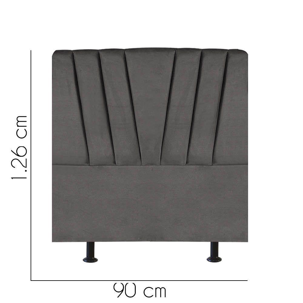 Cabeceira Estofada Bélgica 90cm Solteiro Para Cama Colchão Box Quarto Suede Cinza Escuro Grafite - Aurora Line - 2
