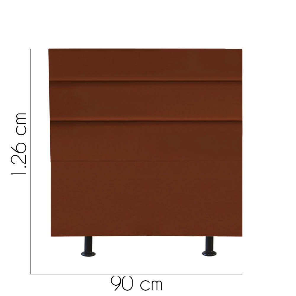 Cabeceira Estofada Argentina 90cm Solteiro Para Cama Colchão Box Quarto Suede Terracota Telha - Aurora Line - 2